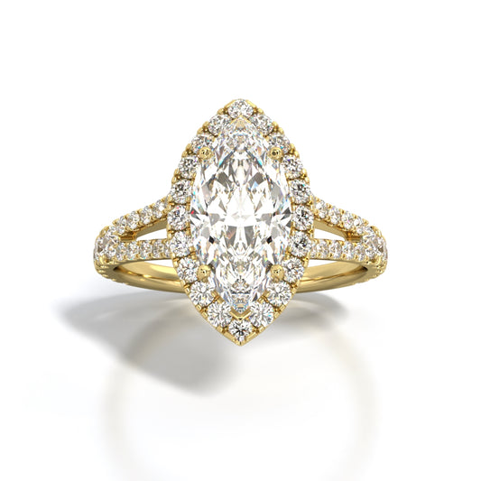 2 ctw Marquise Lab Grown Diamond Halo Split Shank Engagement Ring