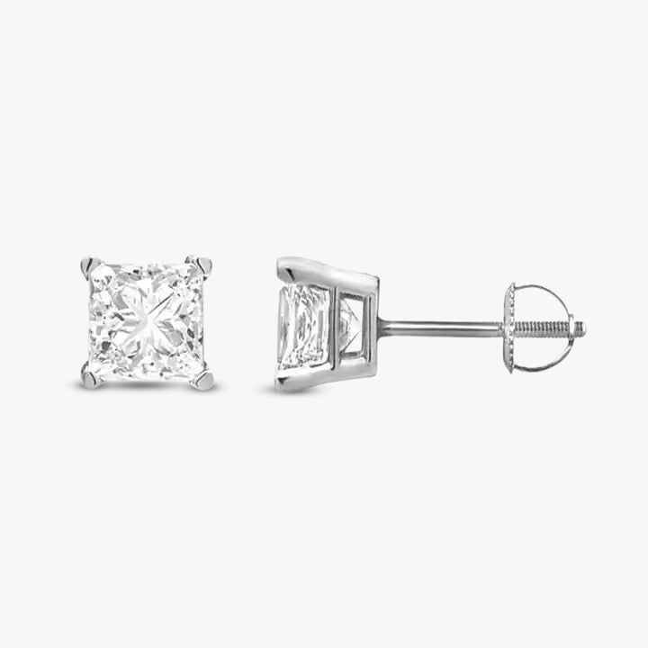 1 ctw Princess Lab Grown Diamond Stud Earrings