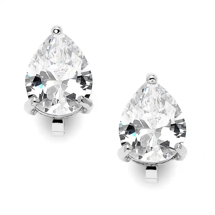 2 Carat Imitation Diamond Pear Shape Cubic Zirconia Clip-On Earrings