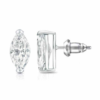 1/2-2ct V-End Prong Marquise-cut Diamond Stud Earrings