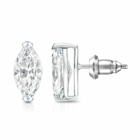 1/2-2ct V-End Prong Marquise-cut Diamond Stud Earrings