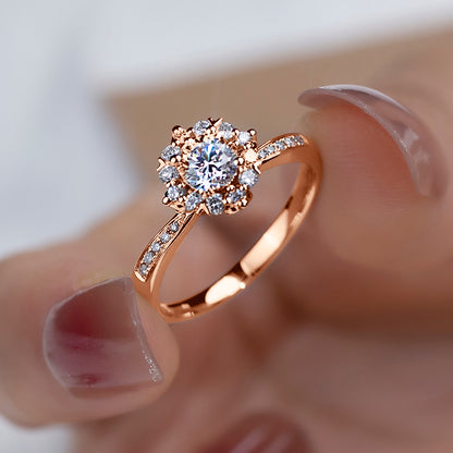 1 ctw Round Lab Grown Diamond Carrot Halo Engagement Ring