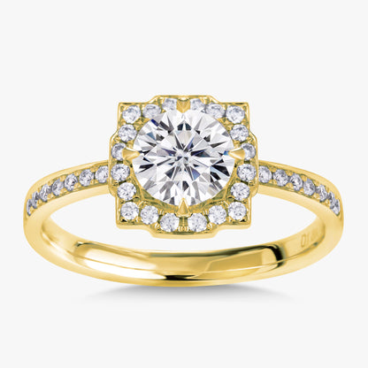 1.3 ctw Round Lab Grown Diamond Cushion-Style Halo Engagement Ring