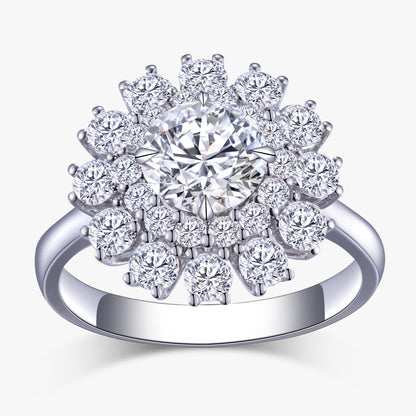 1.3 ctw Round Lab Grown Diamond Blooming Halo Engagement Ring