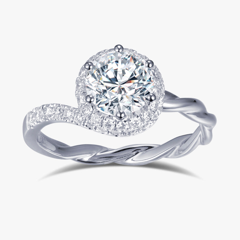 1.3 ctw Round Lab Grown Diamond Twist Halo Engagement Ring