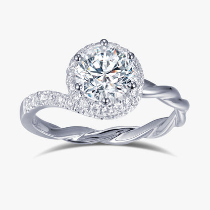 1.3 ctw Round Lab Grown Diamond Twist Halo Engagement Ring