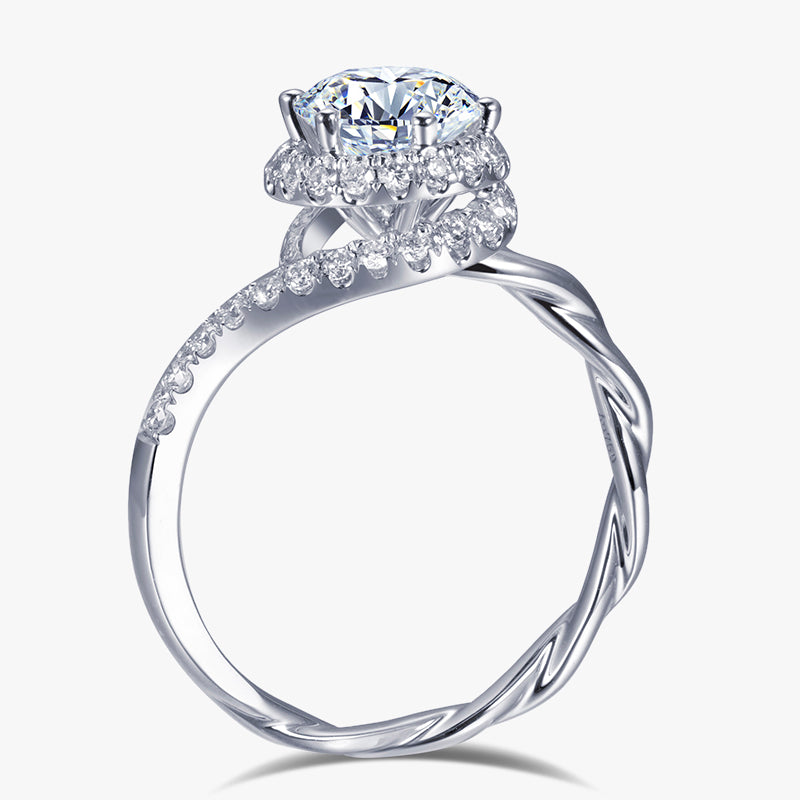 1.3 ctw Round Lab Grown Diamond Twist Halo Engagement Ring