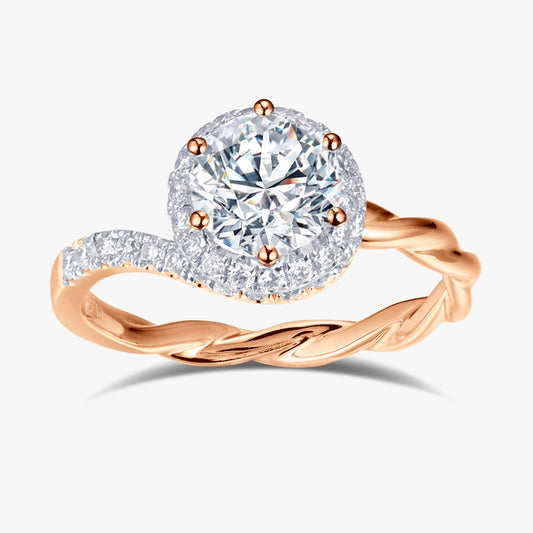 1.3 ctw Round Lab Grown Diamond Twist Halo Engagement Ring