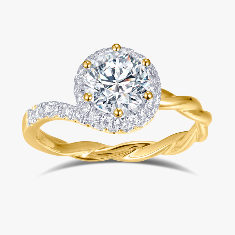 1.3 ctw Round Lab Grown Diamond Twist Halo Engagement Ring