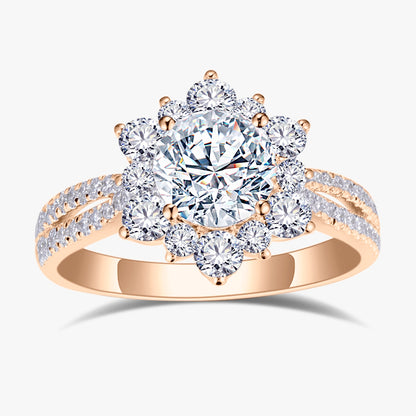 1.8 ctw Round Lab Grown Diamond Snowflake Halo Engagement Ring