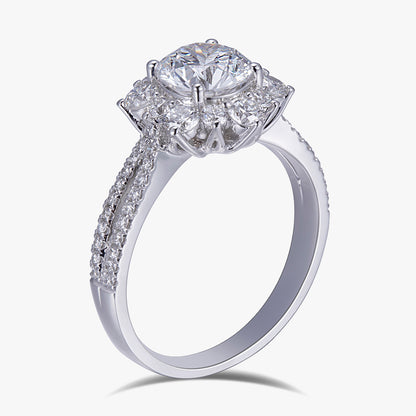 1.8 ctw Round Lab Grown Diamond Snowflake Halo Engagement Ring