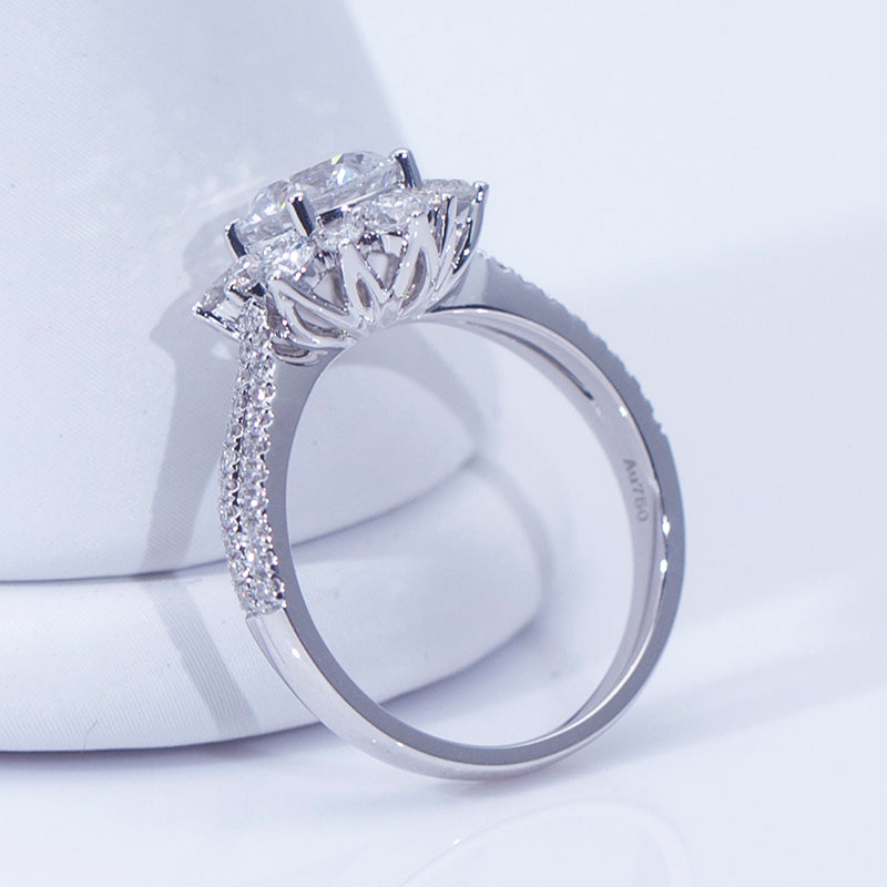 1.8 ctw Round Lab Grown Diamond Snowflake Halo Engagement Ring