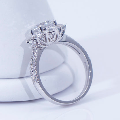 1.8 ctw Round Lab Grown Diamond Snowflake Halo Engagement Ring