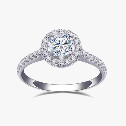 1 ctw Round Lab Grown Diamond Raised Halo Engagement Ring