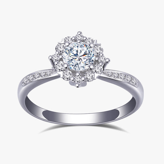 1 ctw Round Lab Grown Diamond Carrot Halo Engagement Ring