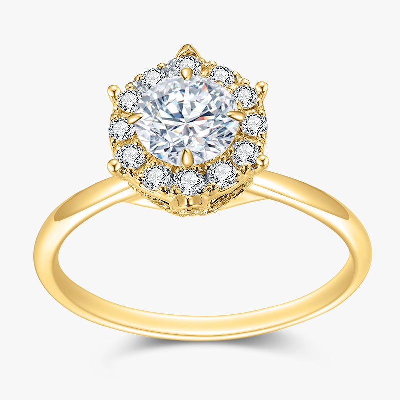 1.67 ctw Round Lab Grown Diamond Crown Halo Engagement Ring