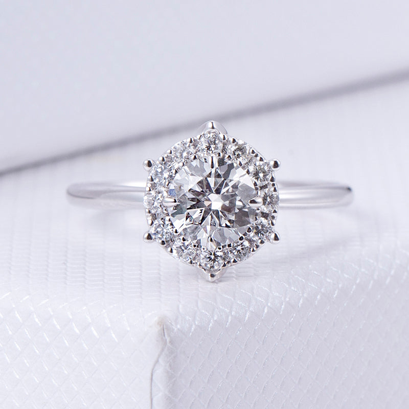 1.67 ctw Round Lab Grown Diamond Crown Halo Engagement Ring