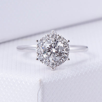 1.67 ctw Round Lab Grown Diamond Crown Halo Engagement Ring