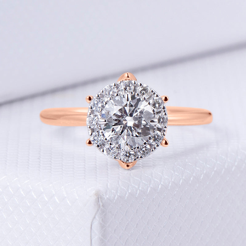 1.67 Round Lab Grown Diamond Crown Halo Engagement Ring