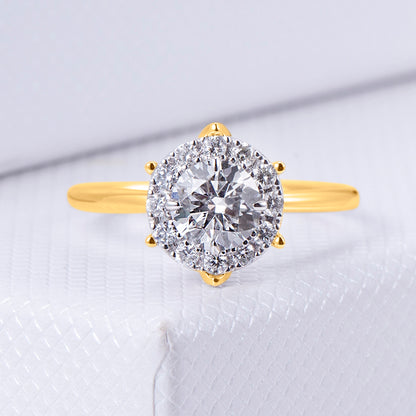 1.67 ctw Round Lab Grown Diamond Crown Halo Engagement Ring