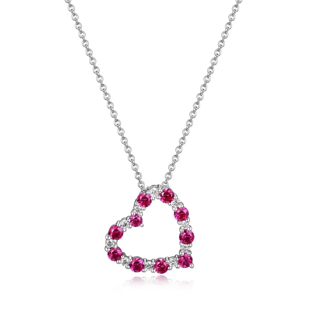 Sapphire Heart Lab Grown Moissanite Diamond Necklace