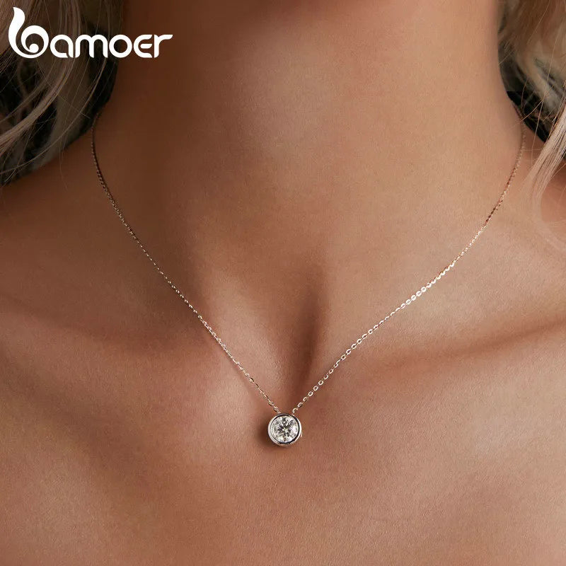 1 ctw Silver Wedding Lab Grown Moissanite Bezel Diamond Necklace