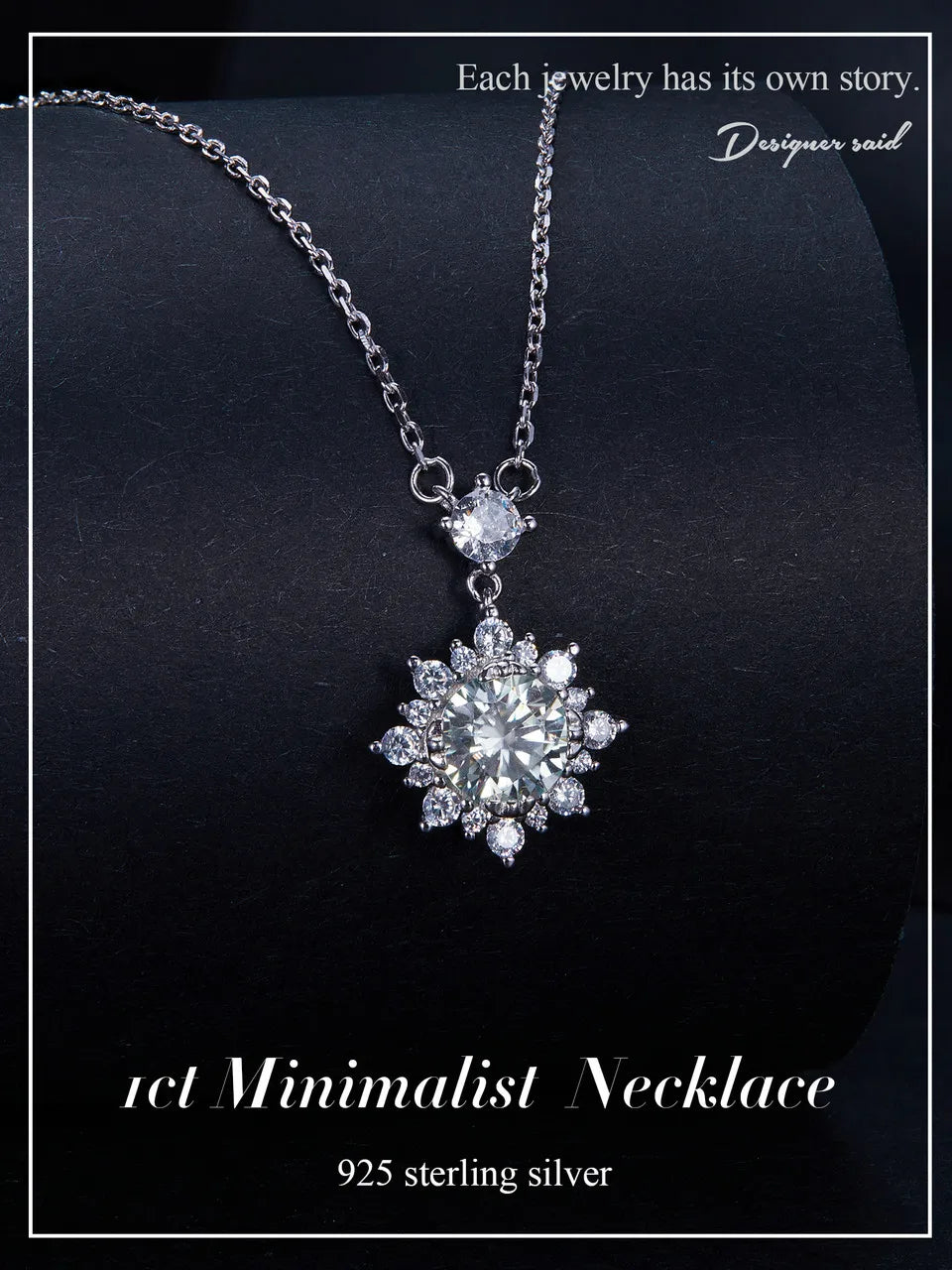 Moissanite Halo Lab Grown Diamond Necklace