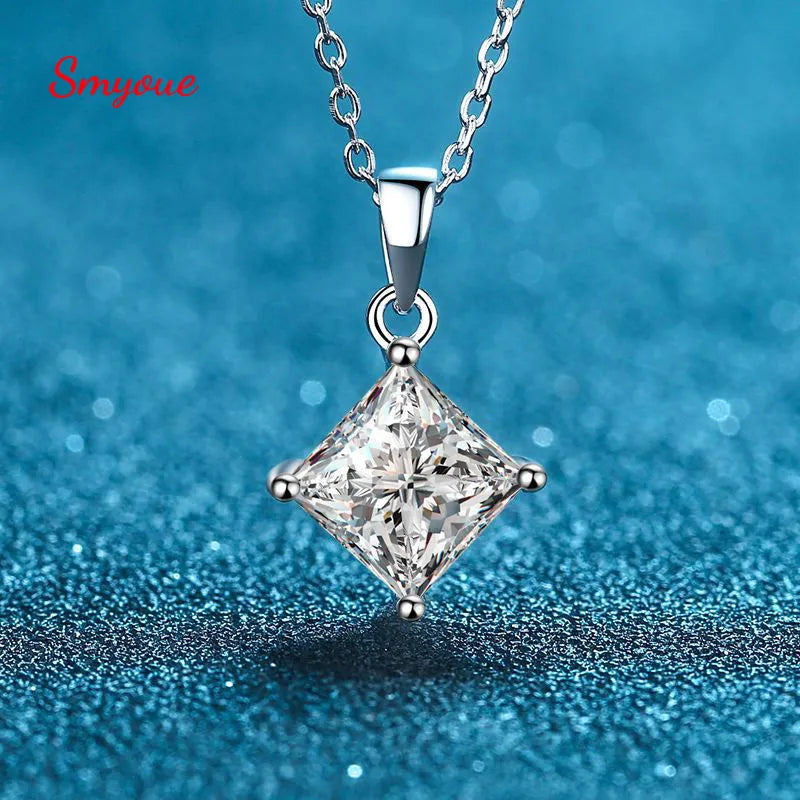 1 ctw Princess Cut Lab Grown Moissanite Diamond Pendant