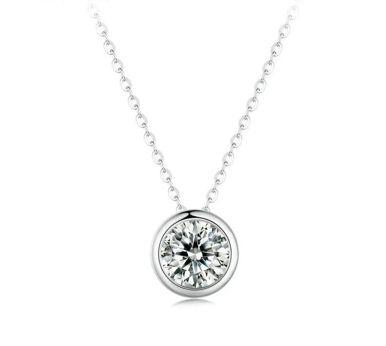 1 ctw Silver Wedding Lab Grown Moissanite Bezel Diamond Necklace