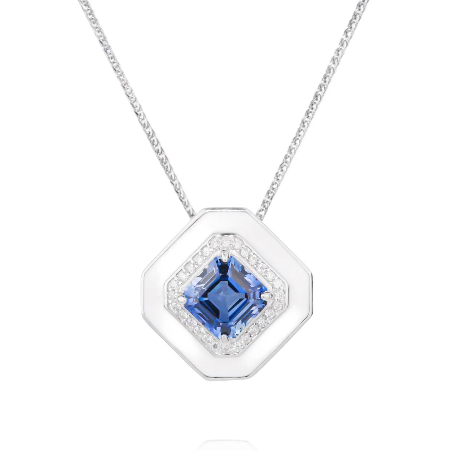 Cube Silver Lab Grown Moissanite Diamond Necklace