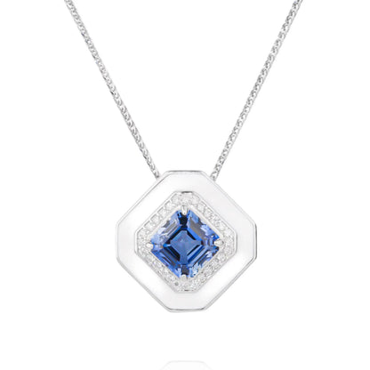 Cube Silver Lab Grown Moissanite Diamond Necklace