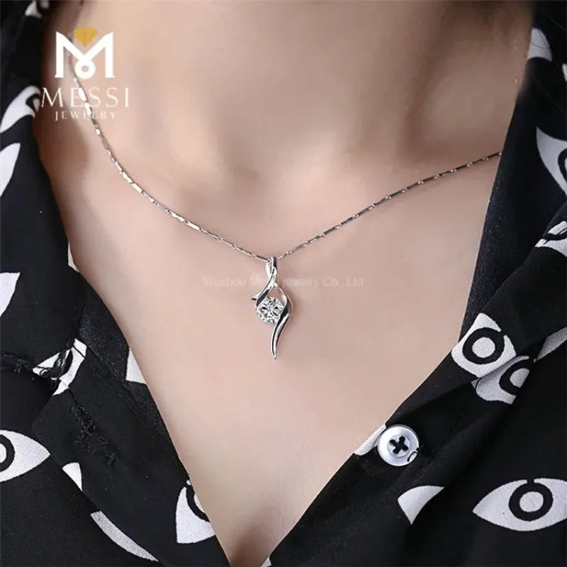 1 ctw Lab Grown Moissanite Diamond Sweeping Pendant