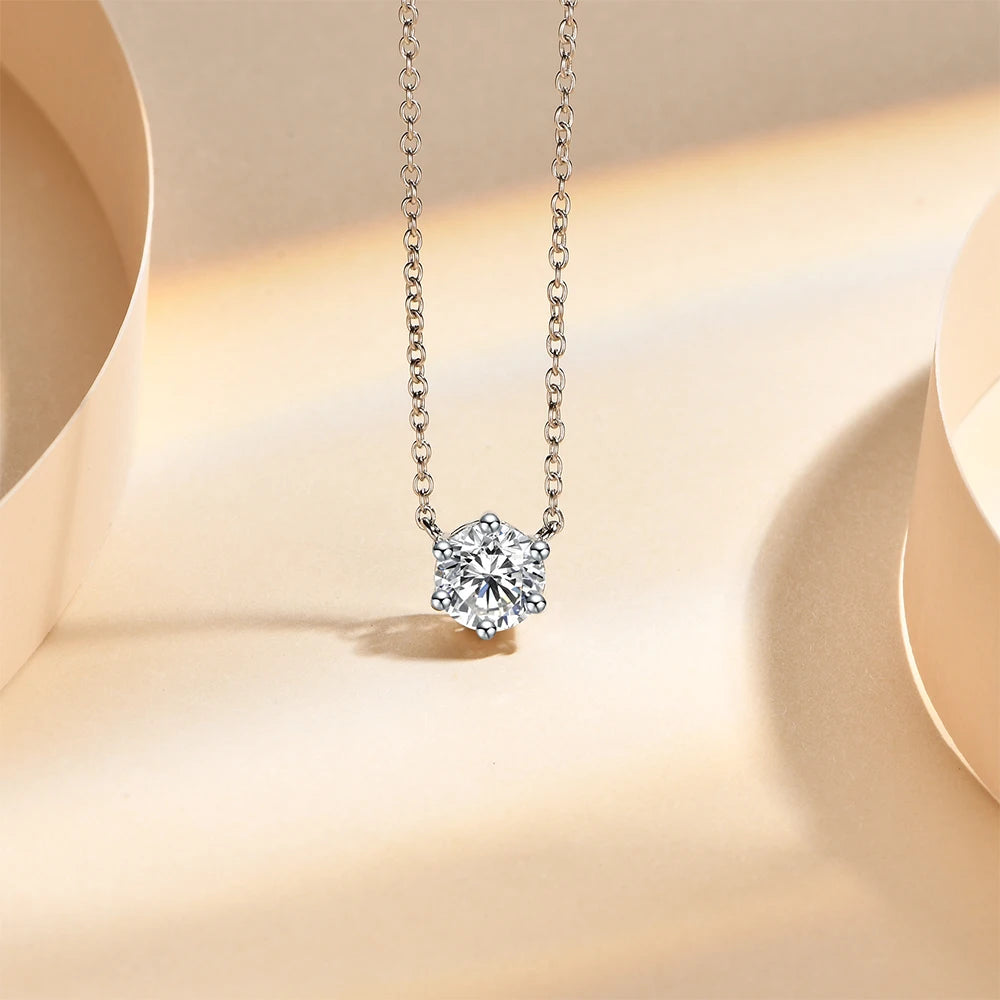 Round Cut Lab Grown Moisssanite Diamond Necklace