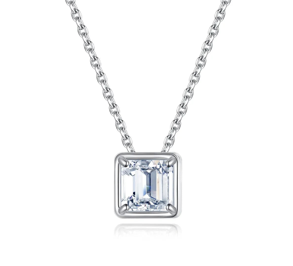 1 ctw Emerald Cut Bezel Set Moissanite Pendant