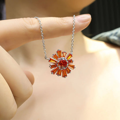 Romantic Sunflower Lab Grown Diamond Necklace