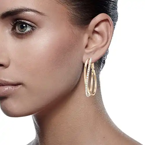 18K Gold Filled CZ Diamond Hoop Pierced Earring