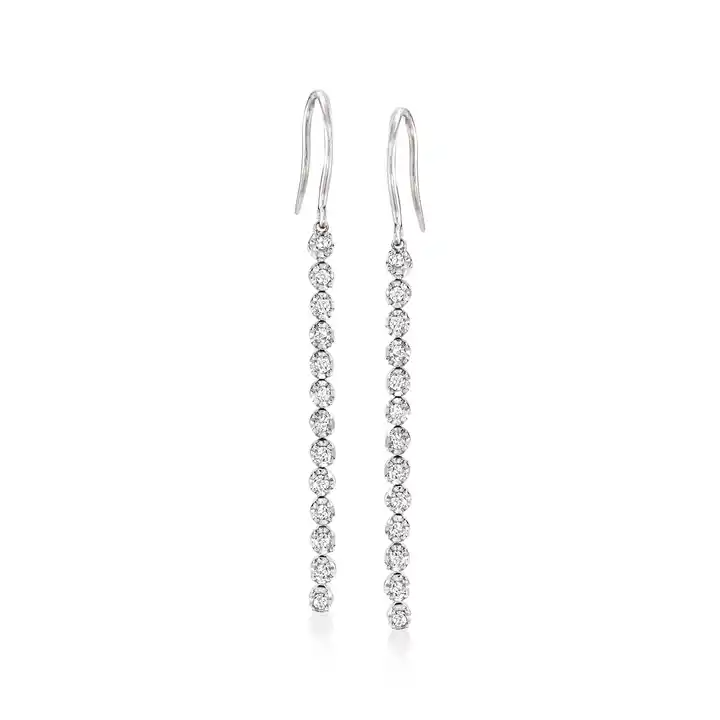 .50 ctw Diamond Sterling Silver Linear Drop Earrings