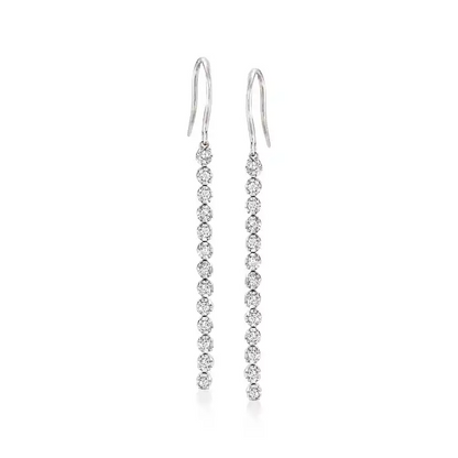 .50 ctw Diamond Sterling Silver Linear Drop Earrings