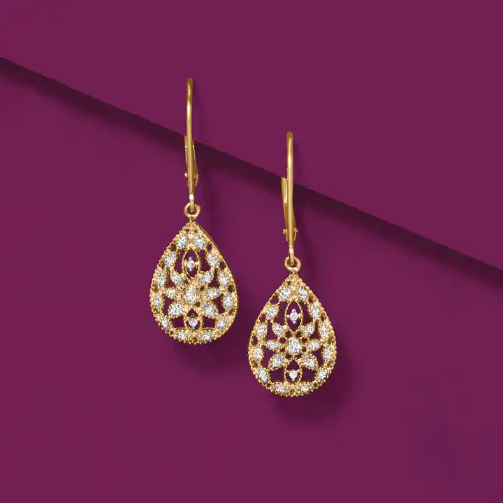 .10 ctw Diamond Openwork Teardrop Earrings