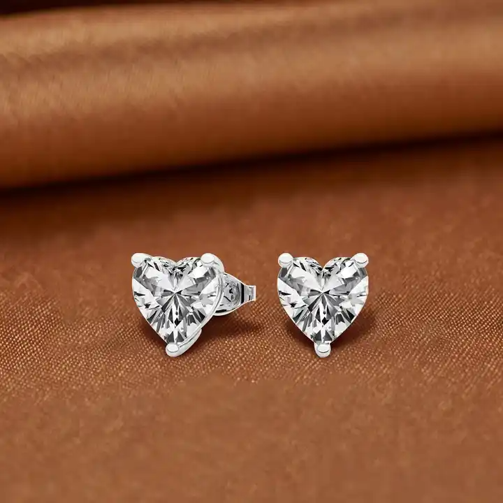 1 ctw Heart Lab Grown Diamond Stud Earrings