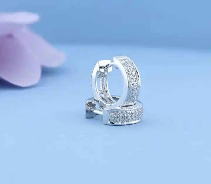 .12 ctw Round White Diamond Huggie Hoop Earrings