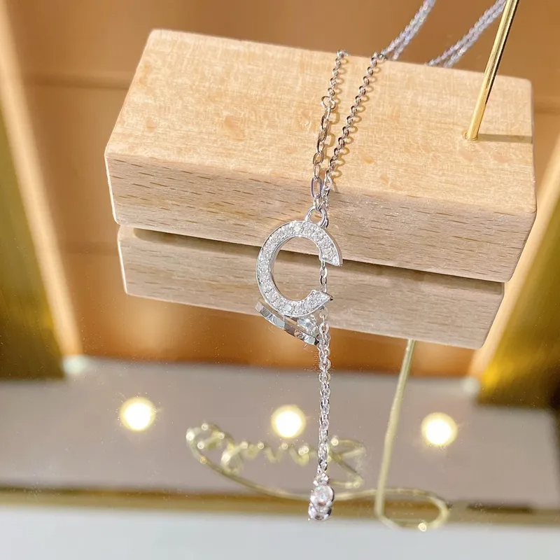 C Letter Lab Grown Diamond Necklace