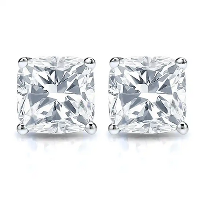 1/2-2 ctw 18k Gold 4-Prong Basket Cushion-cut Diamond Stud Earrings