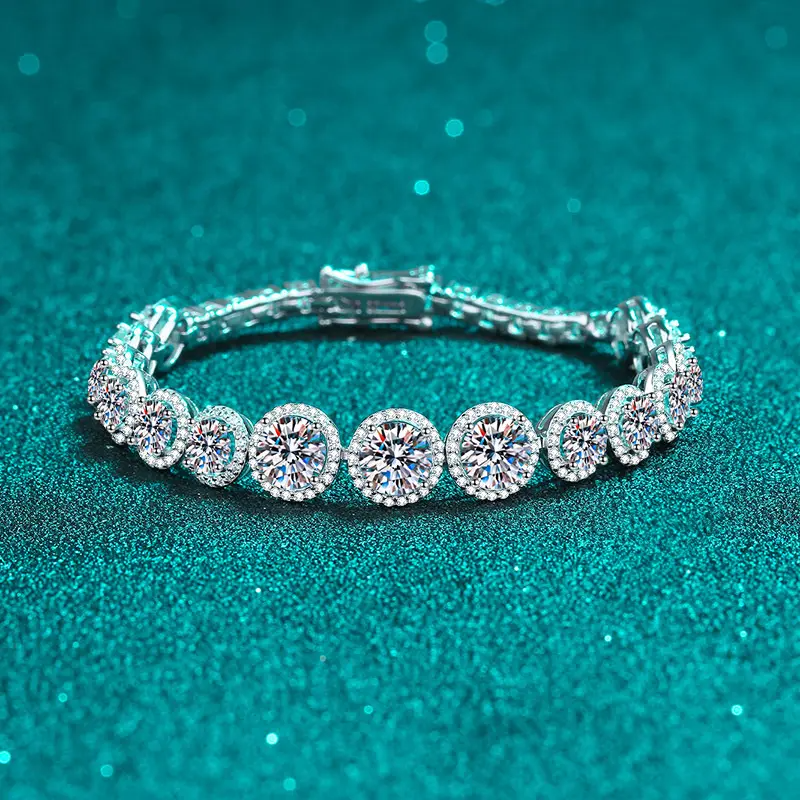 10 ctw Round Lab Grown Diamond Halo Bracelet