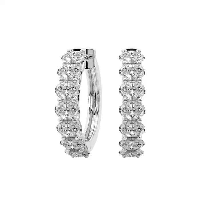 2 ctw Oval Shape Jovana Hoop Earrings