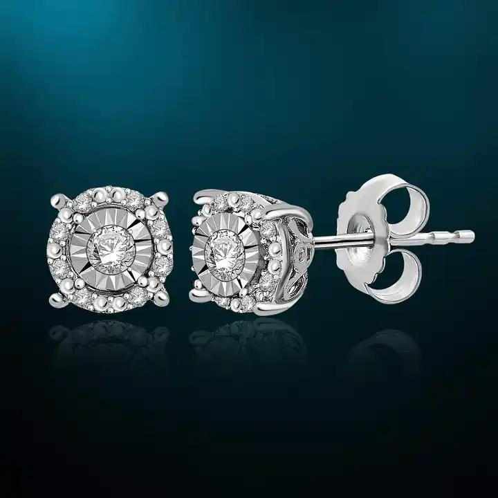 1/4 ctw Round Halo Diamond Stud Earrings