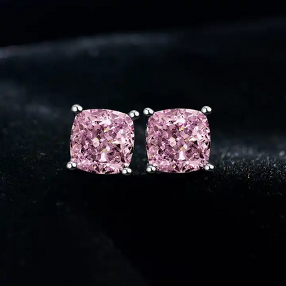 2 ctw High Carbon Cushion Cut Diamond Stud Earrings