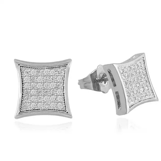 Silver 11mm Square CZ Stud Earring