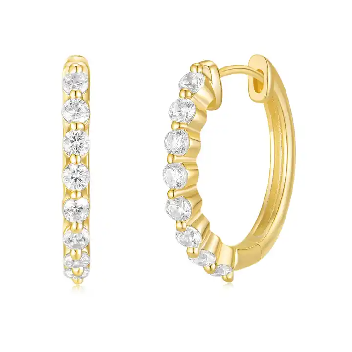 Graduated Diamond Single Prong Huggies Earrings