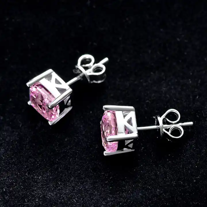 2 ctw High Carbon Cushion Cut Diamond Stud Earrings